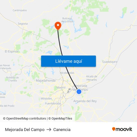 Mejorada Del Campo to Canencia map