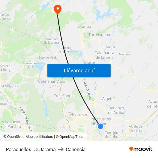 Paracuellos De Jarama to Canencia map
