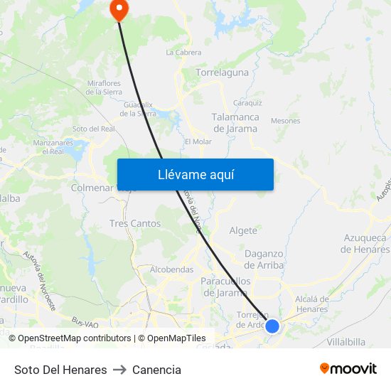 Soto Del Henares to Canencia map