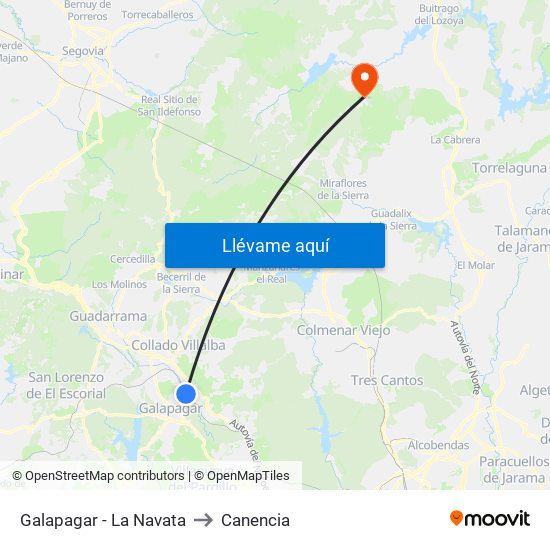 Galapagar - La Navata to Canencia map