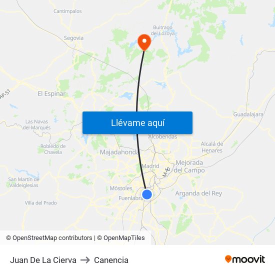 Juan De La Cierva to Canencia map