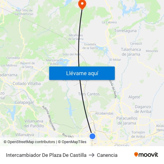 Intercambiador De Plaza De Castilla to Canencia map