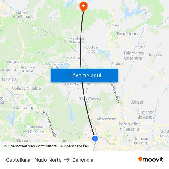 Castellana - Nudo Norte to Canencia map