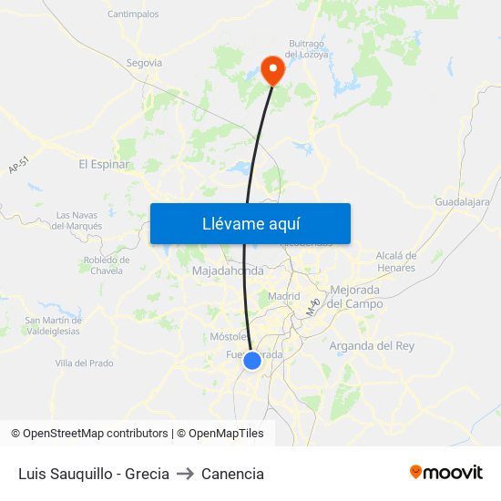 Luis Sauquillo - Grecia to Canencia map