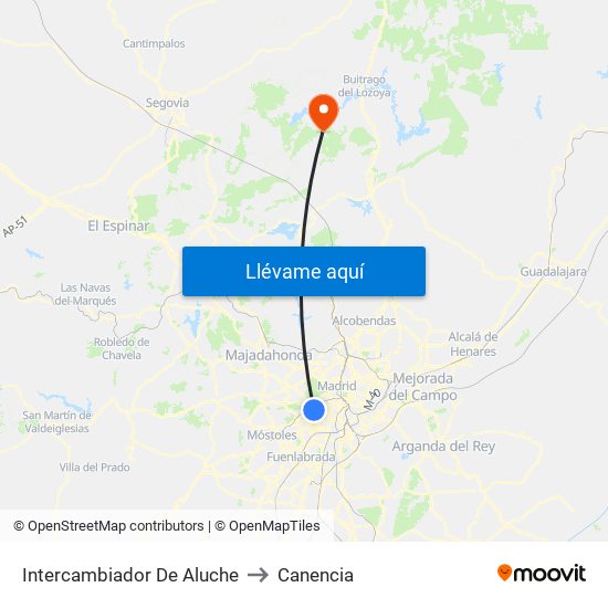 Intercambiador De Aluche to Canencia map