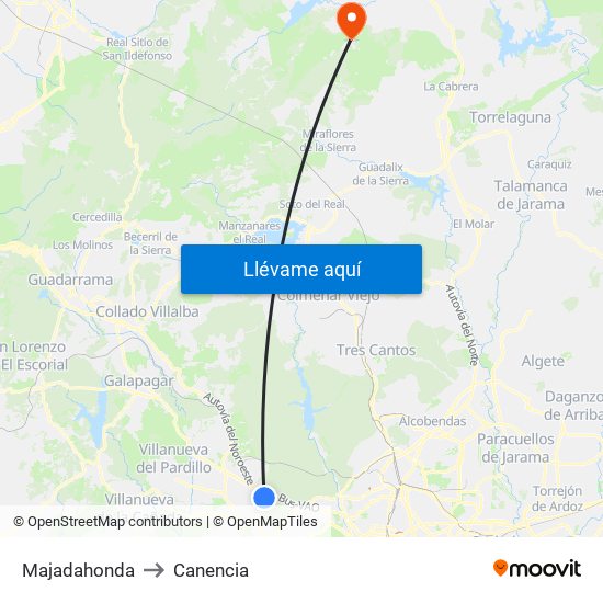 Majadahonda to Canencia map