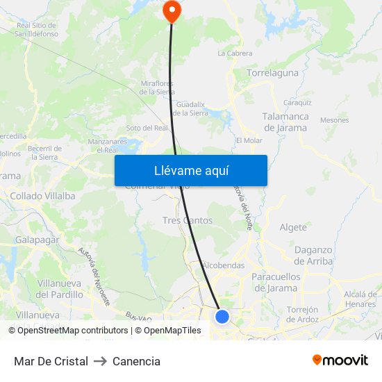 Mar De Cristal to Canencia map