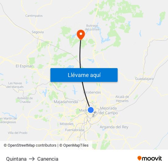 Quintana to Canencia map