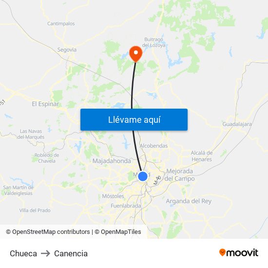 Chueca to Canencia map