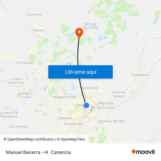 Manuel Becerra to Canencia map