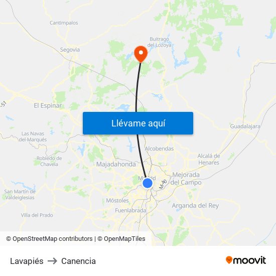 Lavapiés to Canencia map