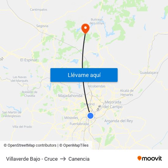 Villaverde Bajo - Cruce to Canencia map