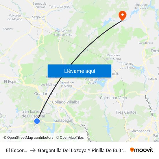 El Escorial to Gargantilla Del Lozoya Y Pinilla De Buitrago map