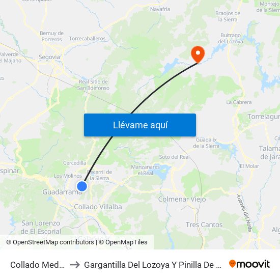 Collado Mediano to Gargantilla Del Lozoya Y Pinilla De Buitrago map