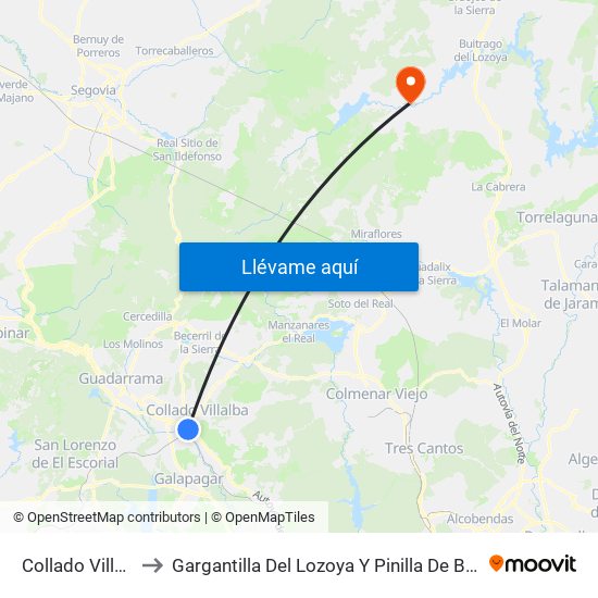 Collado Villalba to Gargantilla Del Lozoya Y Pinilla De Buitrago map