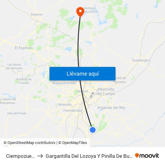 Ciempozuelos to Gargantilla Del Lozoya Y Pinilla De Buitrago map