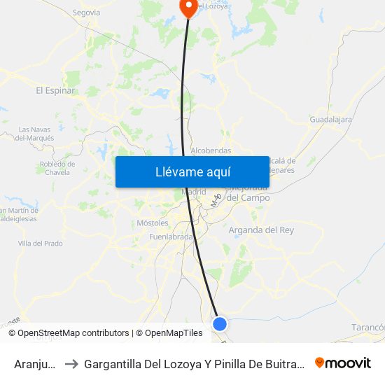 Aranjuez to Gargantilla Del Lozoya Y Pinilla De Buitrago map
