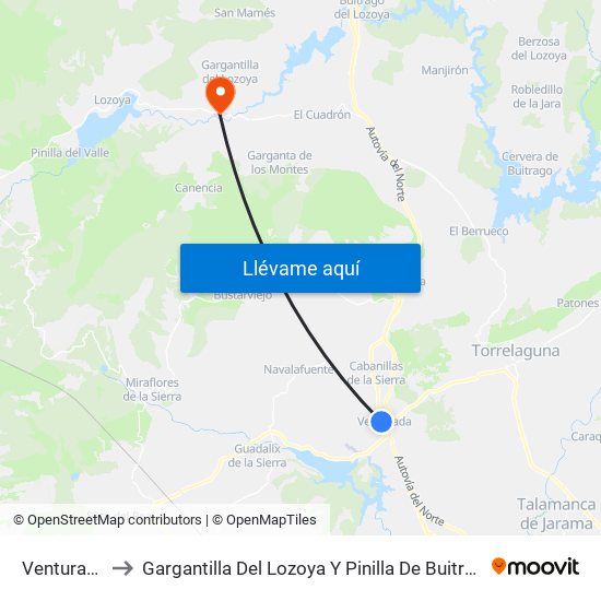 Venturada to Gargantilla Del Lozoya Y Pinilla De Buitrago map