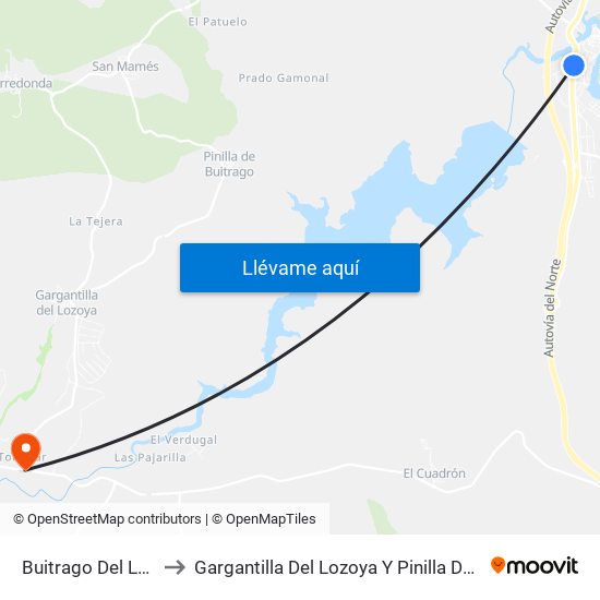 Buitrago Del Lozoya to Gargantilla Del Lozoya Y Pinilla De Buitrago map