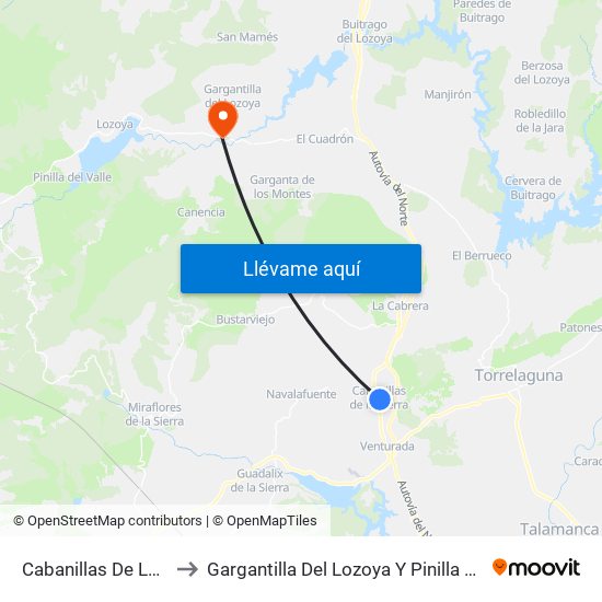 Cabanillas De La Sierra to Gargantilla Del Lozoya Y Pinilla De Buitrago map