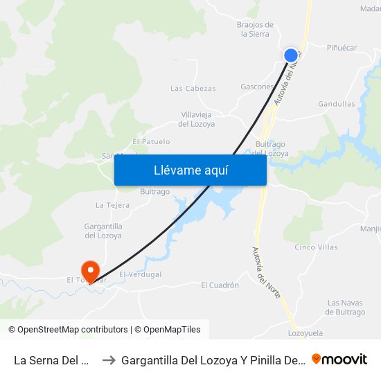 La Serna Del Monte to Gargantilla Del Lozoya Y Pinilla De Buitrago map