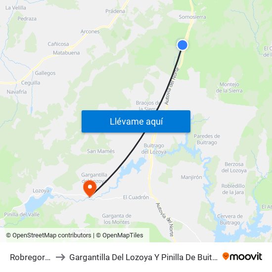 Robregordo to Gargantilla Del Lozoya Y Pinilla De Buitrago map
