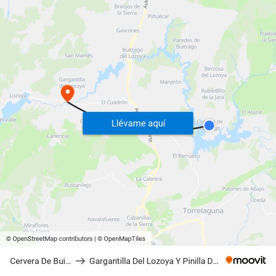 Cervera De Buitrago to Gargantilla Del Lozoya Y Pinilla De Buitrago map
