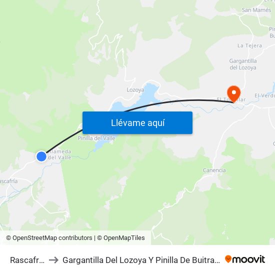 Rascafría to Gargantilla Del Lozoya Y Pinilla De Buitrago map