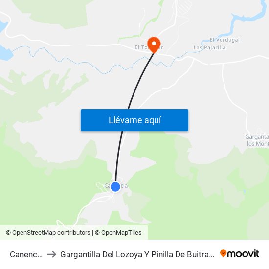 Canencia to Gargantilla Del Lozoya Y Pinilla De Buitrago map
