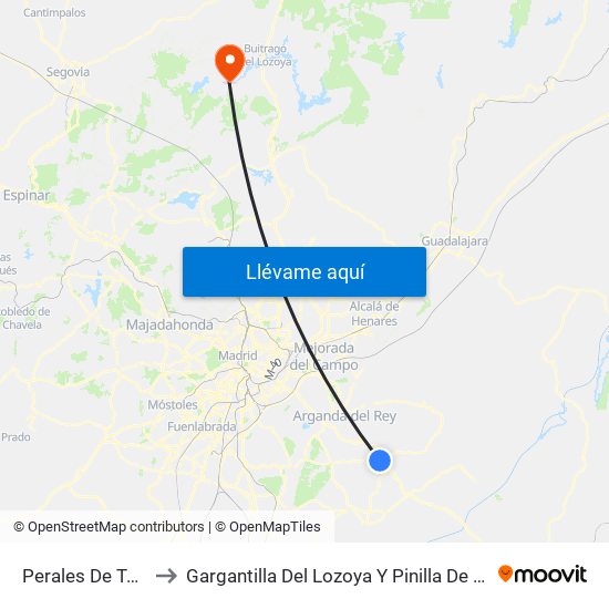 Perales De Tajuña to Gargantilla Del Lozoya Y Pinilla De Buitrago map