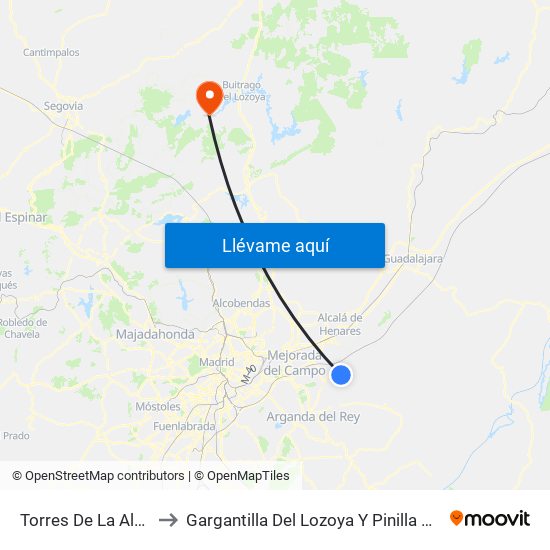 Torres De La Alameda to Gargantilla Del Lozoya Y Pinilla De Buitrago map