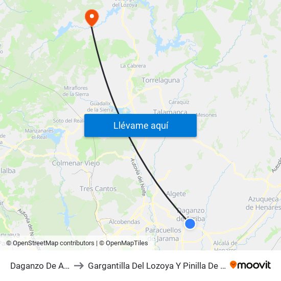 Daganzo De Arriba to Gargantilla Del Lozoya Y Pinilla De Buitrago map