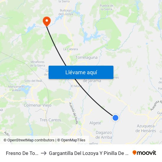 Fresno De Torote to Gargantilla Del Lozoya Y Pinilla De Buitrago map