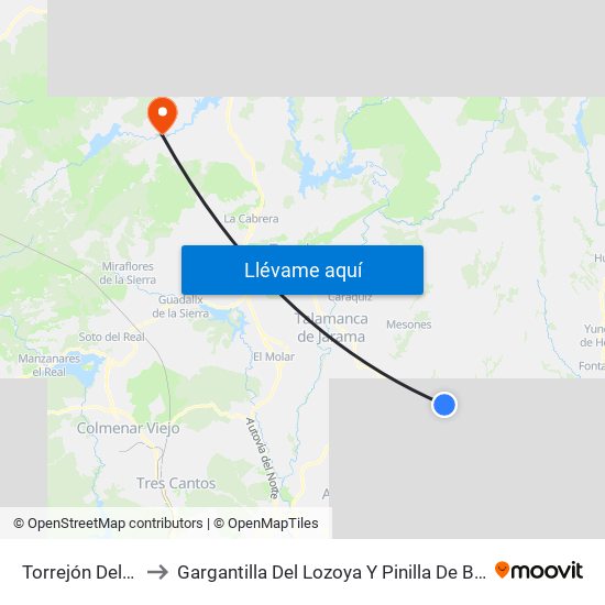 Torrejón Del Rey to Gargantilla Del Lozoya Y Pinilla De Buitrago map
