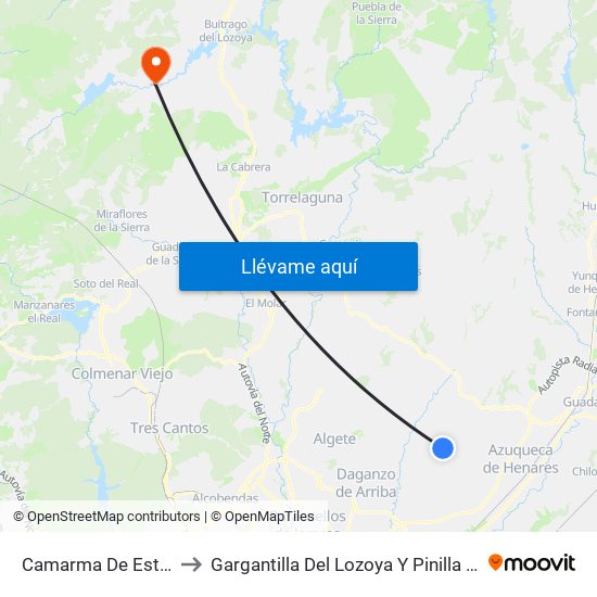 Camarma De Esteruelas to Gargantilla Del Lozoya Y Pinilla De Buitrago map