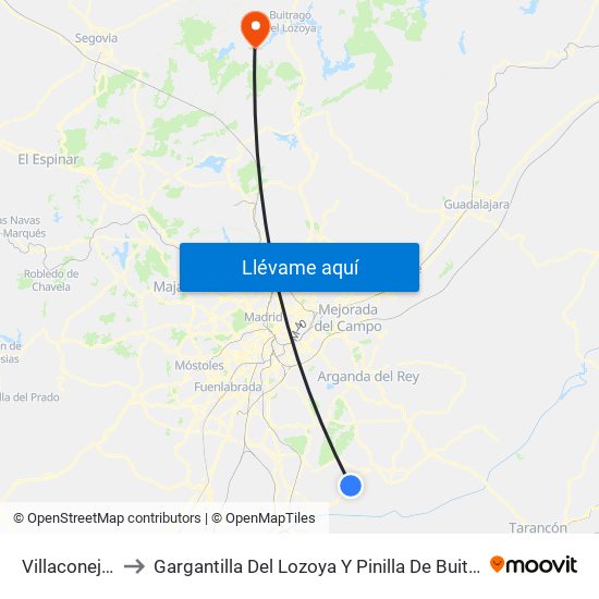 Villaconejos to Gargantilla Del Lozoya Y Pinilla De Buitrago map