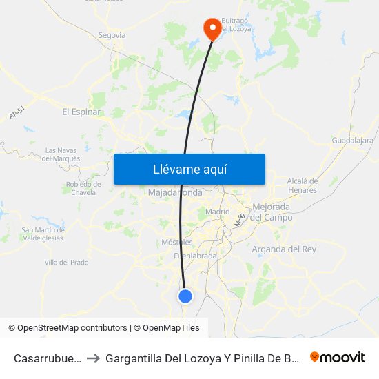 Casarrubuelos to Gargantilla Del Lozoya Y Pinilla De Buitrago map