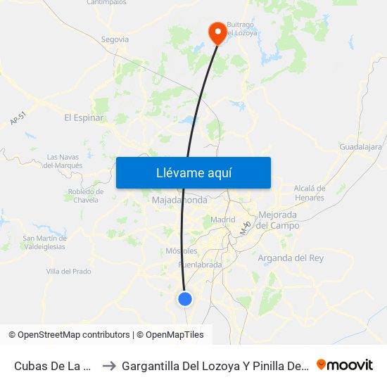 Cubas De La Sagra to Gargantilla Del Lozoya Y Pinilla De Buitrago map