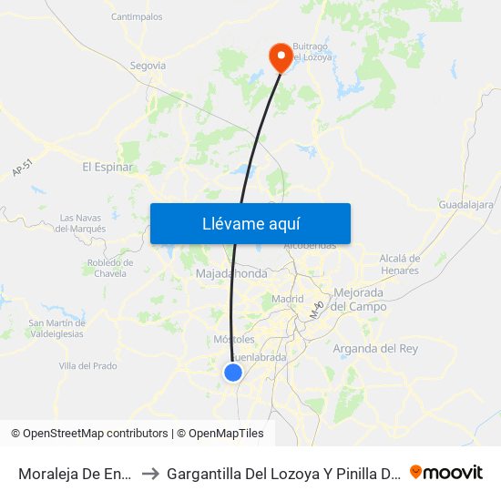 Moraleja De Enmedio to Gargantilla Del Lozoya Y Pinilla De Buitrago map
