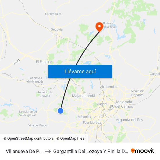 Villanueva De Perales to Gargantilla Del Lozoya Y Pinilla De Buitrago map