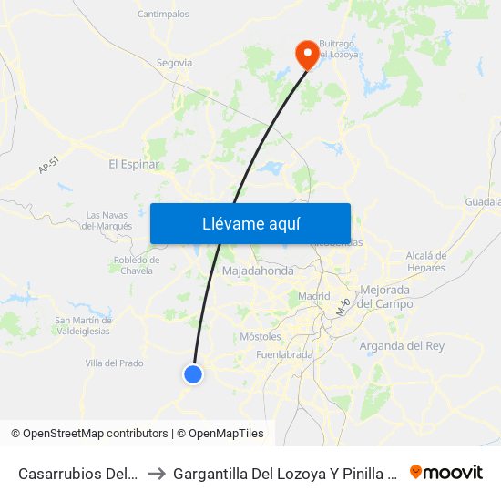 Casarrubios Del Monte to Gargantilla Del Lozoya Y Pinilla De Buitrago map
