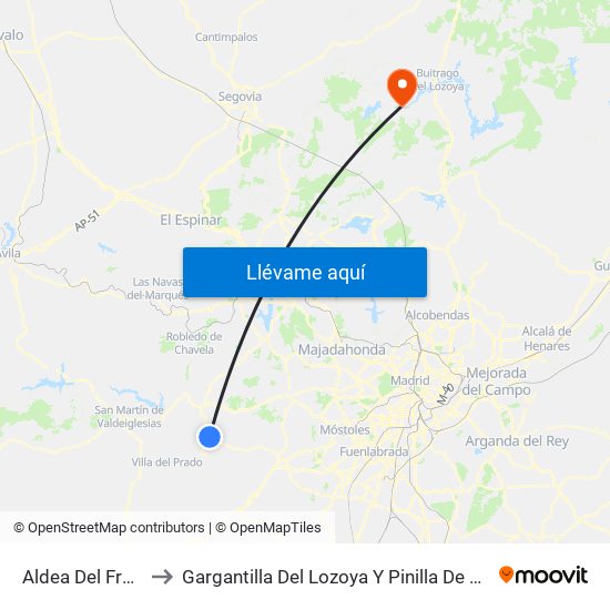 Aldea Del Fresno to Gargantilla Del Lozoya Y Pinilla De Buitrago map