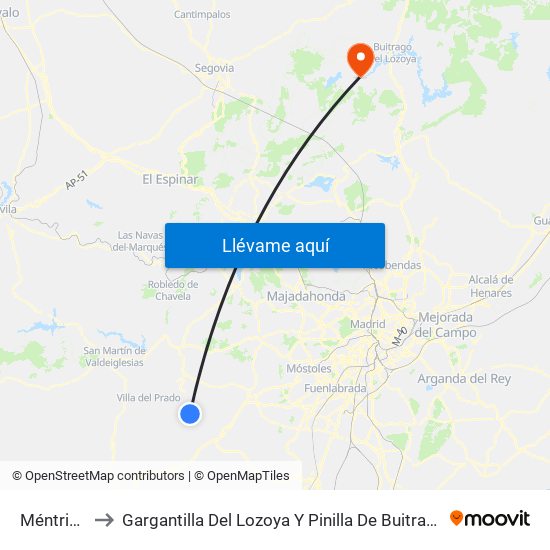 Méntrida to Gargantilla Del Lozoya Y Pinilla De Buitrago map