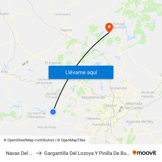 Navas Del Rey to Gargantilla Del Lozoya Y Pinilla De Buitrago map