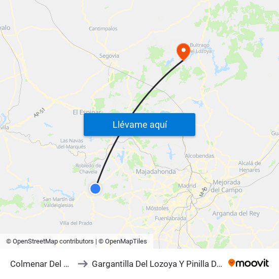 Colmenar Del Arroyo to Gargantilla Del Lozoya Y Pinilla De Buitrago map