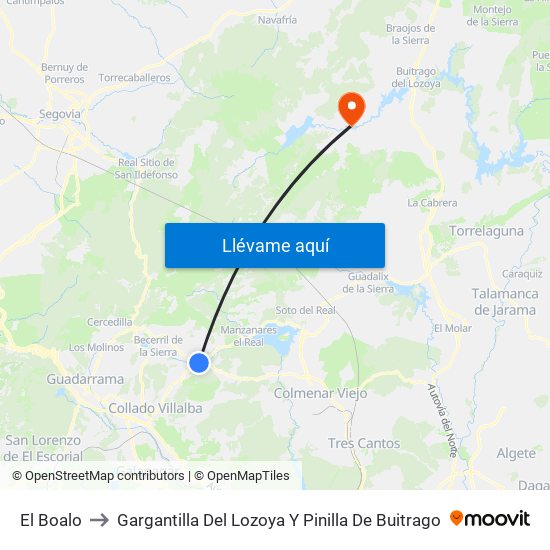 El Boalo to Gargantilla Del Lozoya Y Pinilla De Buitrago map