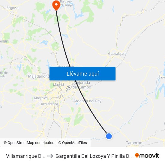 Villamanrique De Tajo to Gargantilla Del Lozoya Y Pinilla De Buitrago map