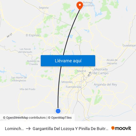 Lominchar to Gargantilla Del Lozoya Y Pinilla De Buitrago map