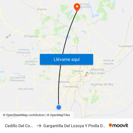 Cedillo Del Condado to Gargantilla Del Lozoya Y Pinilla De Buitrago map