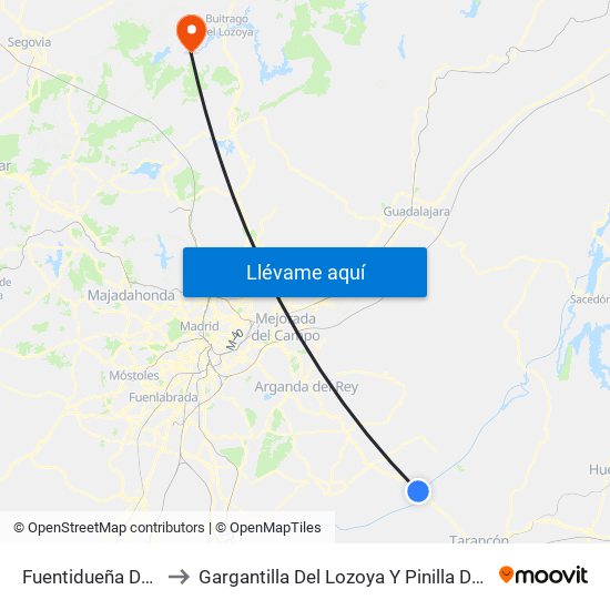 Fuentidueña De Tajo to Gargantilla Del Lozoya Y Pinilla De Buitrago map